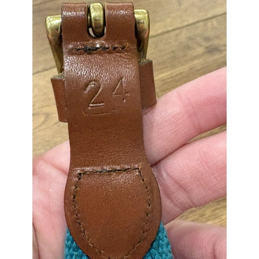 Leather Man Ltd. Blue Green Top Grain Leather Belt Sze 24 Fishing Fish Youth Boy